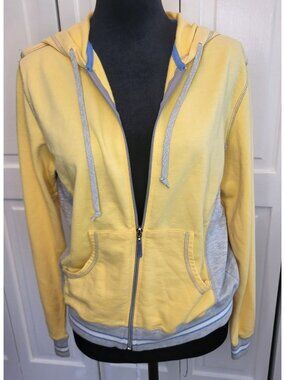 Catalina Butter Yellow Gray French Terry Hoodie Sm Preppy Lightweight Sporty